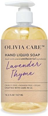 Olivia Care Antibacterial Hand Soap Infused with Sage & Tea Tree Oil & Lavender Thyme Fragrance, Cleansing, Germ-Fighting,...