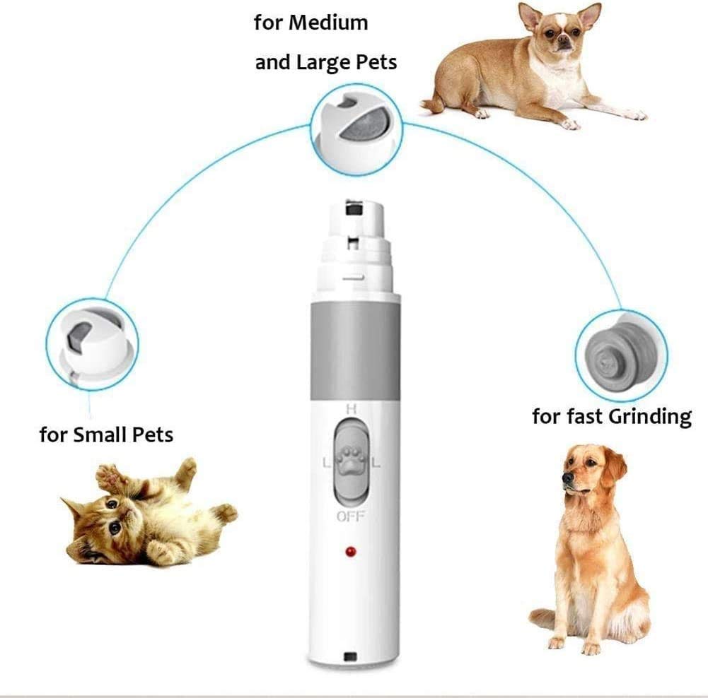 Molinillo de uñas para perros, Trimador de clavos eléctricos de 2 velocidades Professional de 2 velocidades Trimmer, recargable Bajo ruido Perro Nail Archivo Patas indoloras Para Pequeño Perro M