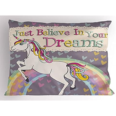 Ambesonne Unicorn Pillow Sham with Inspiring Quote Cover