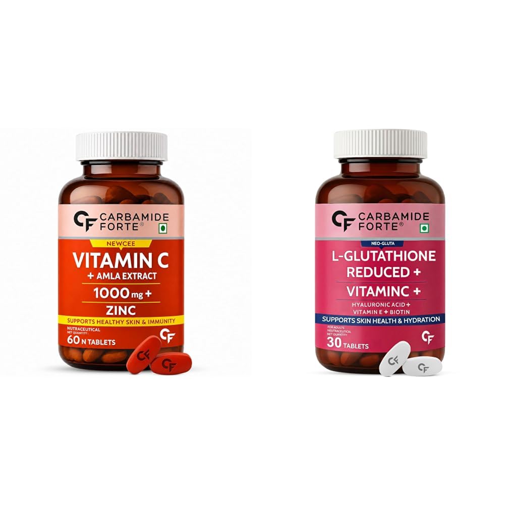 Carbamide Forte Natural Vitamin C Supplements Amla Extract With Zinc For Immunity & Skincare | Vitamin C Tablets | Vitamin C Supplements - 60 Tablets & Japanese Reduced L Glutathione Tablets 500mg-image-24