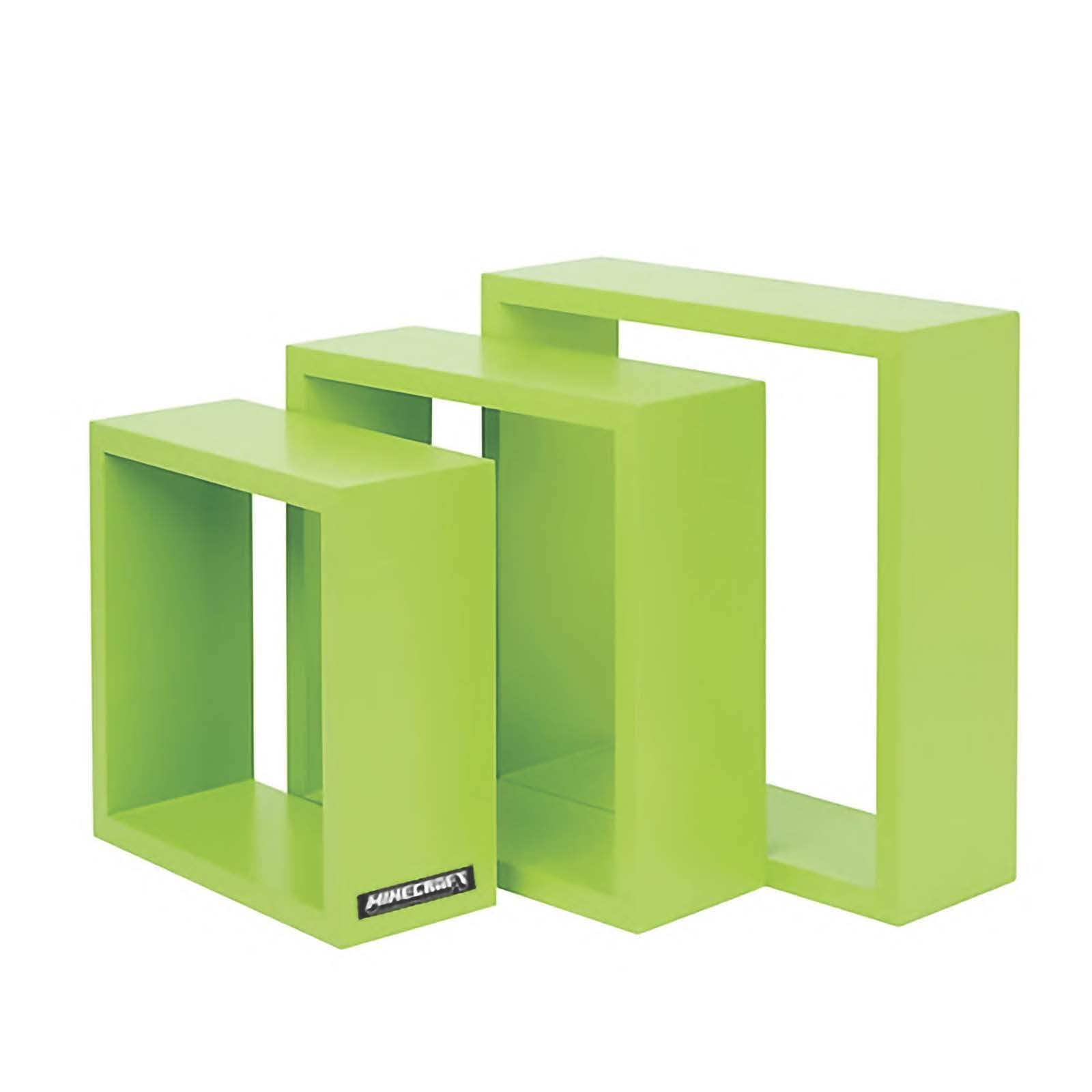 MINECARFT - Wandregale, 3er Set, 3 Würfel in verschiedenen Größen, Grün