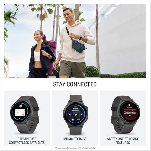 Image of Garmin vivoactive 6, Health and Fitness GPS Smartwatch, AMOLED Display, Up to 11 Days of Battery, Pebble Gray with Slate Band