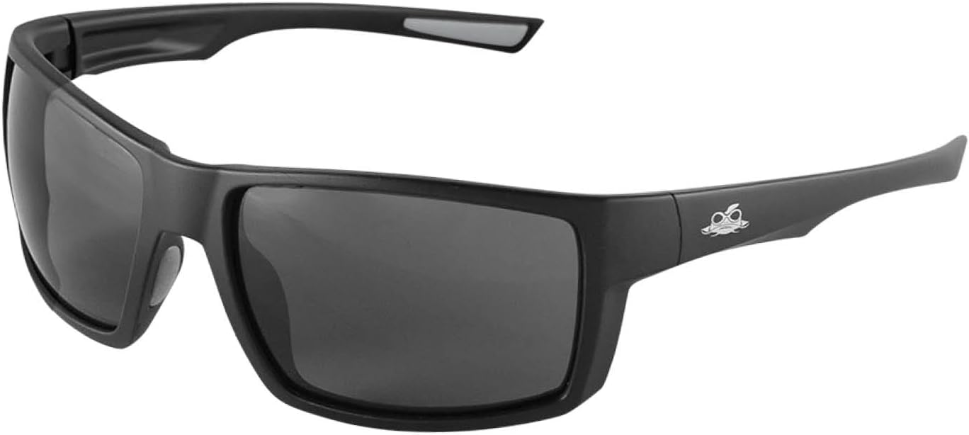 Bullhead Safety Amberjack Safety Glasses with Anti-Fog and Scratch Resistant Lenses, Polycarbonate Safety Glasses with UV Light Protection, Smoke Lenses, Matte Black Frame