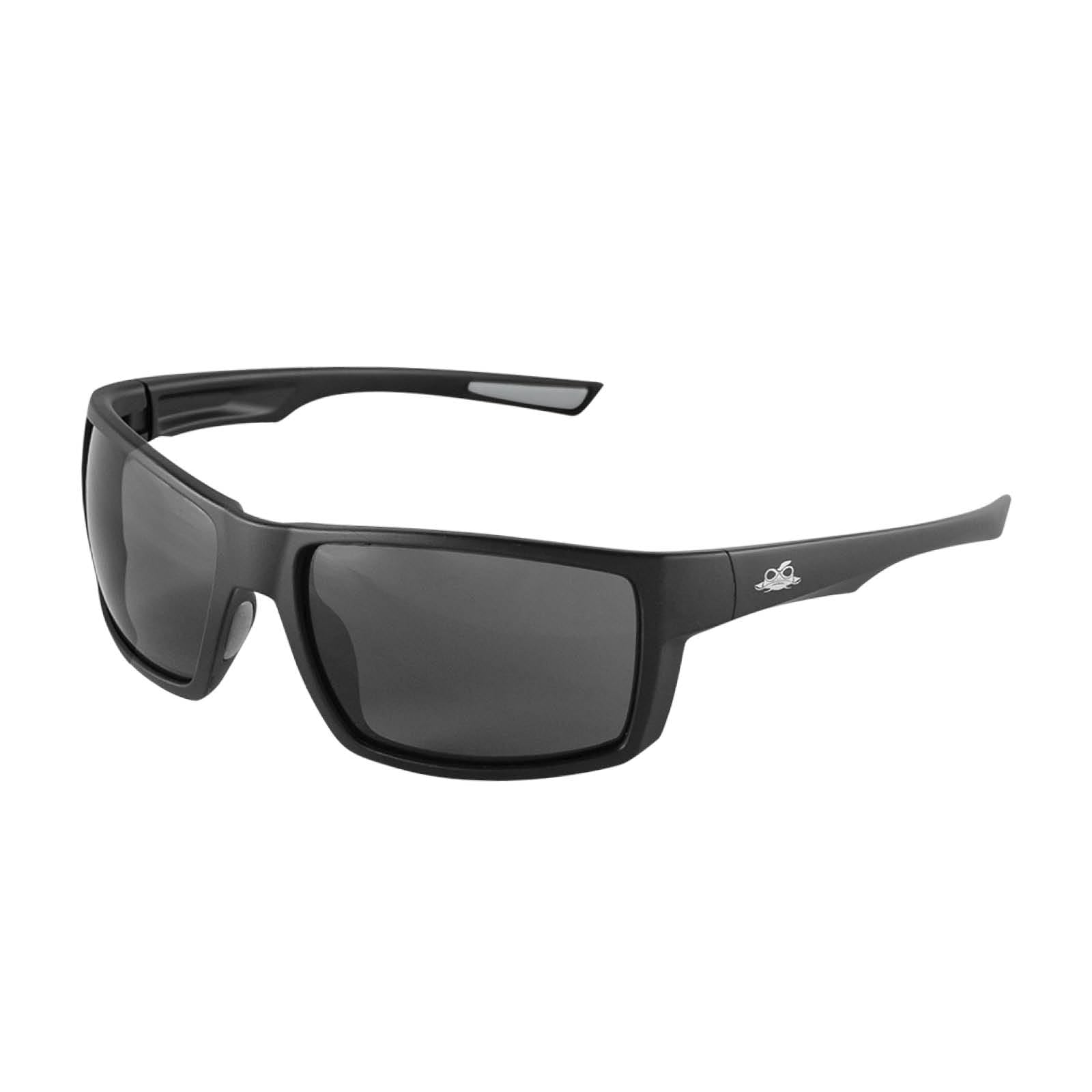 Bullhead Safety Amberjack - Gafas de seguridad con lentes antivaho y resistentes a los arañazos, gafas protectoras de policarbonato con protección contra la luz UV, lentes ahumadas, marco negro mate