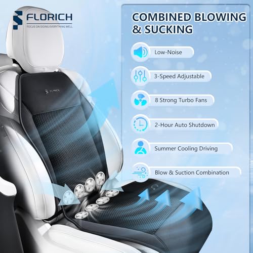 Image of FLORICH Cooling Car Seat Covers with 8 Turbo Fans Blowing & Suction Ventilated Car Seat Cushion 12V-24V 3-Speed Adjustable Car Seats Cooling Pad Universal Fit for Car SUV Truck Van Summer Driving