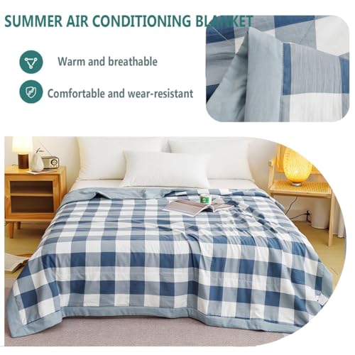 Dessus de lit matelassé beige et bleu réversible 180x200 couverture de lit légère