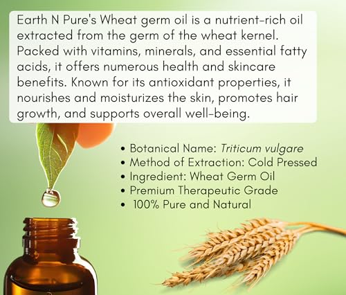 Image of Earth N Pure Wheat Germ Oil (Gehu Oil) Cold Pressed, Natural and Therapeutic Grade - 15 ml