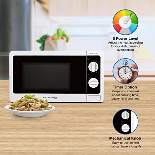 Image of Voltas Beko, A Tata Product 20L, 700W smart solo Microwave oven (MS20MPW10, White | with Anti bacterial Inner Cavity and Large Turntable)