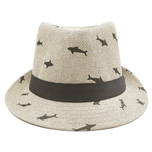 Kids Straw Sun Hat Breathable Fedora Panama Hats Child Jazz Hat Summer Beach Sun Cap for Park Picnic Holiday Travel3