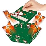 FETTIPOP Christmas Butterfly Explosion Gift Box 7.1x5.5x4.3 inches, Xmas Surprise Flying Butterfly Box Prank