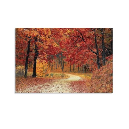 紅葉 秋 自然風景ポスター ホーム装飾 パネル 壁アート 現代壁掛け 絵画 版画 芸術作品 インテリア16x24inch(40x60cm)