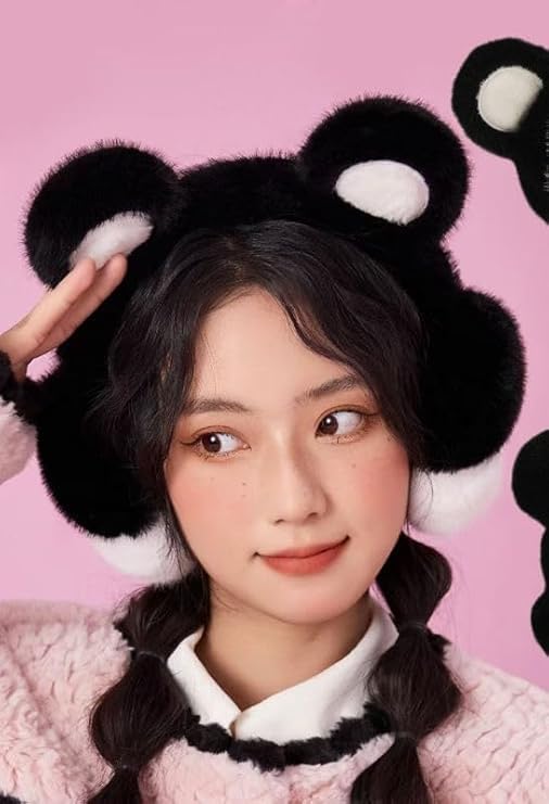 Image of Girl Winter Earmuffs Outdoor Wear Soft Faux Fur Plush Ear Warmer Minnie Design Windproof Woolen Warm Ear Muff Men & Women (Freesize)