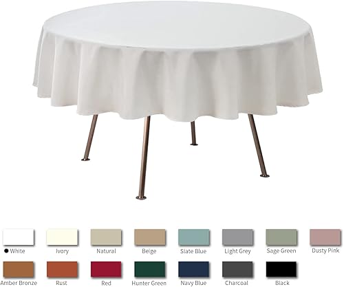 Miniatura 3 de maxmill Mantel redondo con textura de lino a prueba de derrames, sin arrugas, suave mantel de jacquard para mesa circular, para comedor, bufé,