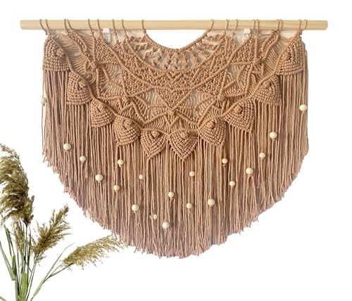 Youngeast Large Macrame Wall Hanging Boho Beaded Curtain for Window Macrame Bedroom Headboard Living Room Wall Art Tassel Tapestry Bohemian Woven Wall Decor 31