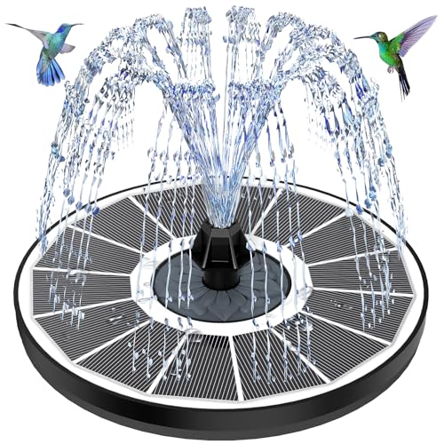 Solar Springbrunnen mit 3.5W Glas Solarpanel, Solar Teichpumpe 2025 Upgrade, Runden Solarbrunnen mit 8 Düsen & 4 Fixe Rohre Solar Wasserpumpe Solar Schwimmender Fontäne Pumpe für Garten, Vogel-Bad