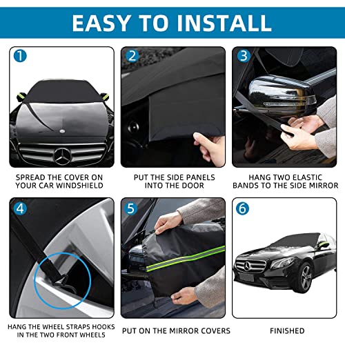 Asz Car Windshield Cover For Ice And Snow, Car Windshield Snow Cover With Side Mirror Covers & Magnet Embedded, Thickened Car Snow Cover - Fits Most Cars Trucks Vans Suvs (78.7” X 47.2”) #TOP4