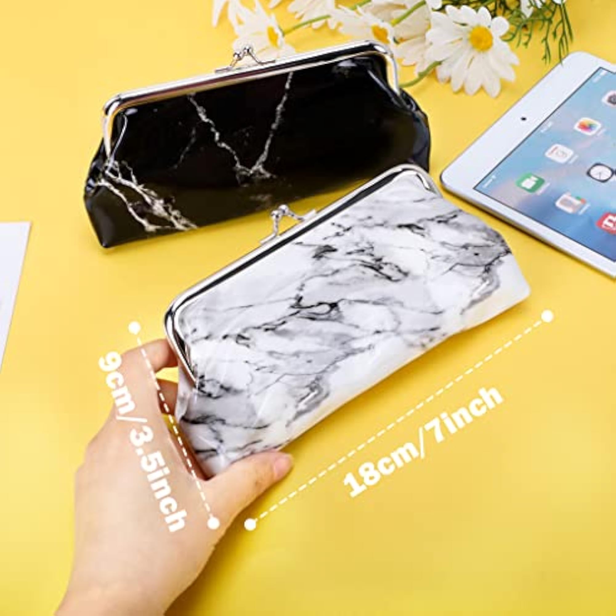 2 Packs Marble Coin Purse Clutch Wallet Kiss Lock Pouch