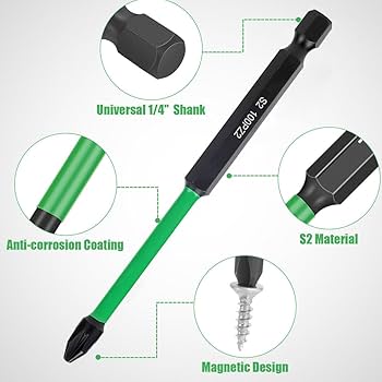 Saipe 6-Piece PZ2 Magnetic Impact Screwdriver Driver Bits