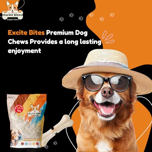 Image of Excite Bites Dog Rawhide Pressed Bones Mega Pack (Dog Chews) (Size 6 inch) (1 Kg Pack), All Life Stages