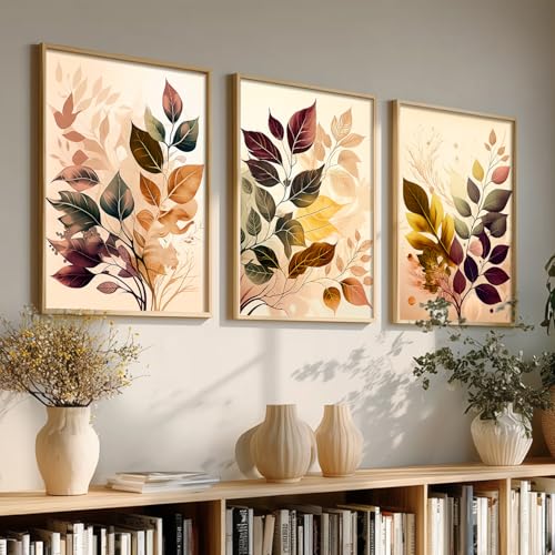 Image of kotart Home Decoration Painting Floral Paintings With Frame For Living Room Bed Room Hotel Wall Decor Digital Reprint Engineered Wood Set of 3 (Art 6, 13X17 INCH)