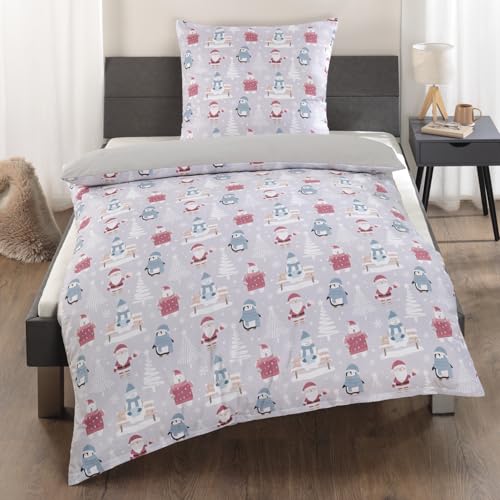 Delindo Lifestyle Bettwäsche 135x200 cm, Bettbezug zu Weihnachten mit...
