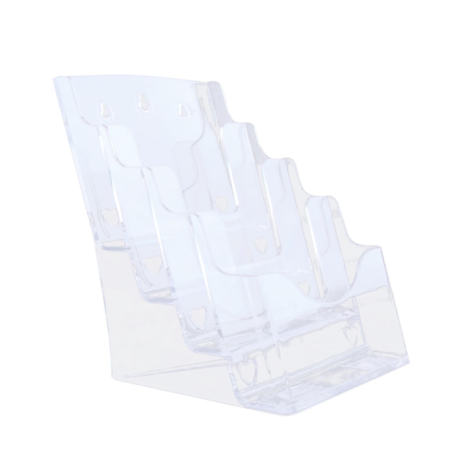 Zambuph Clear Acrylic Brochure Holder Slanted Back Non Slip Display Wall Mount For Storing Literature Papers Comes With Pre Drilled Holes So Can Easily Hang A5 4 Tier