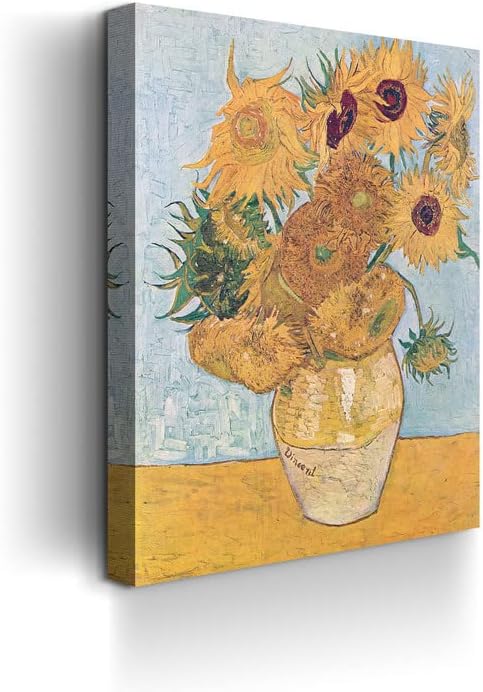 CanvasWAY - Vincent van Gogh - Cuadro clásico floral sobre lienzo de algodón, marco de madera para decoración del hogar y regalos (36 x 47 x 1.5