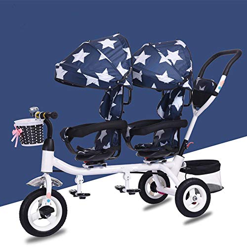 Bicicletas, triciclos y correpasillos COSTWAY Carrito Gemelar Silla de Paseo Niños Triciclo para 18-36 Meses Asiento Giratorio con Pedales y Cubierta Juguetes y juegos Rojo Bicicletas, triciclos y correpasillos Juguetes y juegos