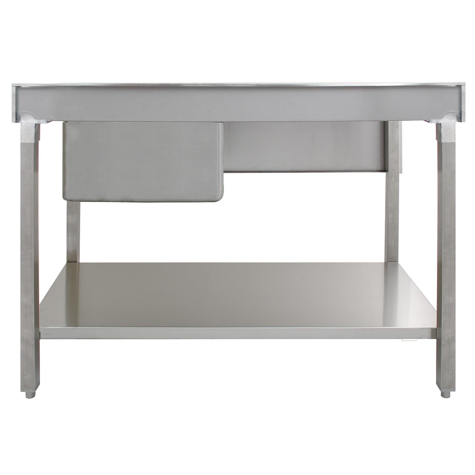 Fregadero de Cocina 120cm Izquierda – Acero Inoxidable 201, Seno Profundo, Escurridor Izquierdo con Pies Ajustables, Protector contra Salpicaduras+Tapón Colador GRATIS, Lavabo Comercial Profesional