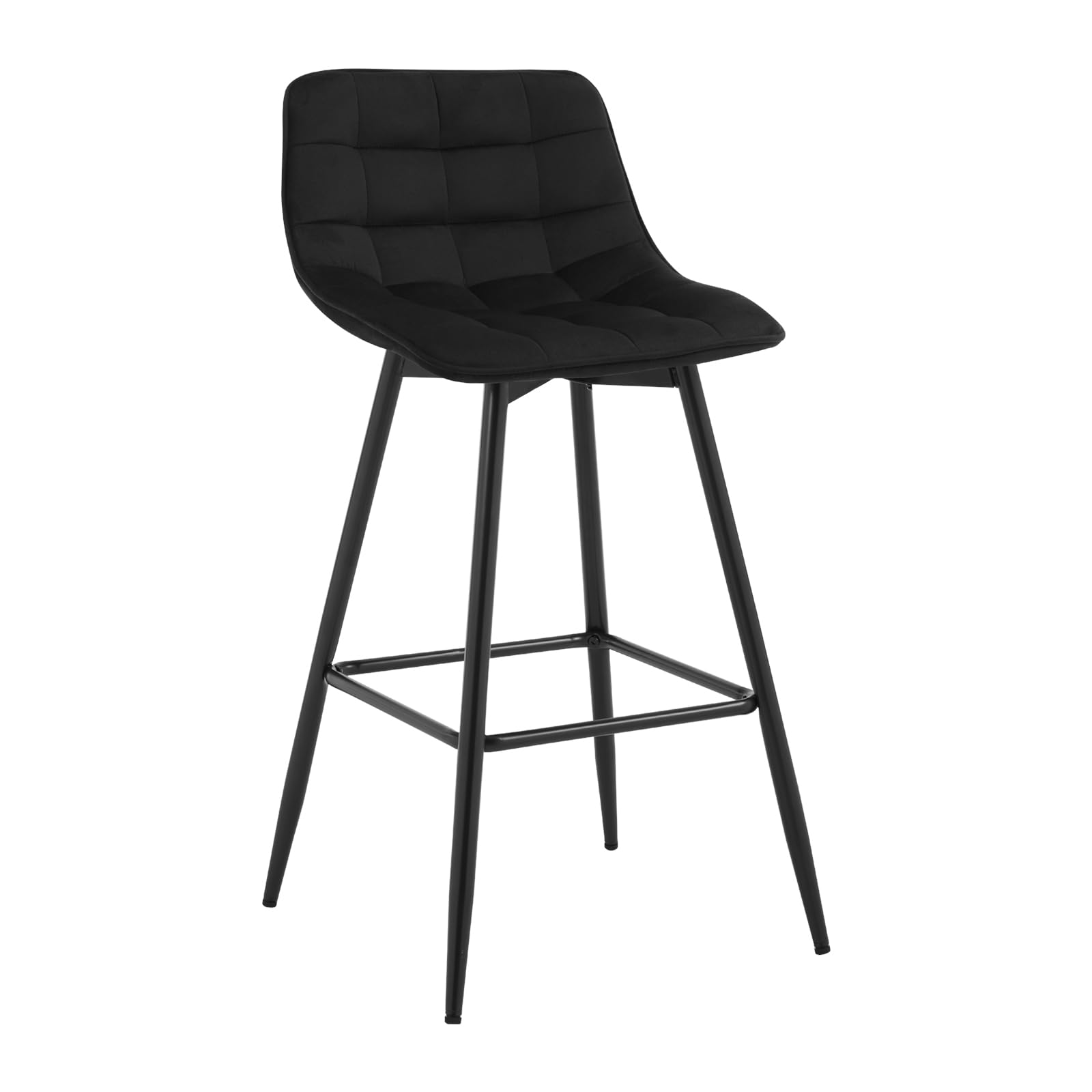 WOLTU Barhocker 2er Set Designer Barstuhl Hocker Tresenhocker Bistrohocker mit Fußstütze Samt Metall Schwarz
