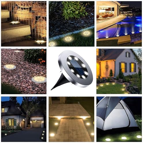 4.6 Inch Diameter Solar Ground Lights, Waterproof Solar Garden Lights, Outdoor Garden Waterproof Bright in-Ground Light, Landscape Lighting for Pathway,Yard,Lawn,Patio,Walkway (16 Pack White Light) by Rayolon - Image 6
