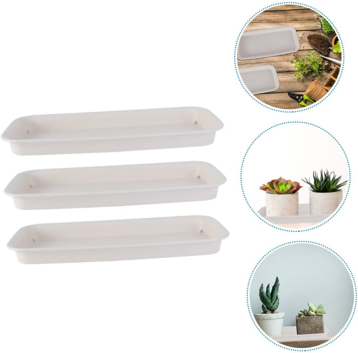GANAZONO Flowerpot Bottom Trays Rectangular Water Trays for Indoor Plants Potted Plant Trays Drip Trays