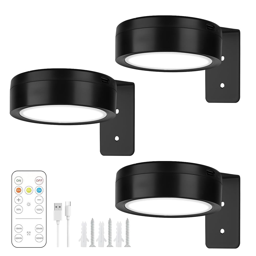 3 Luci LED Senza Fili Ricaricabili Per Quadri – Telecomando, 3 Temperature Di Colore, Montaggio Magnetico, Batteria 2600 MAh, Per Esposizioni E Armadi