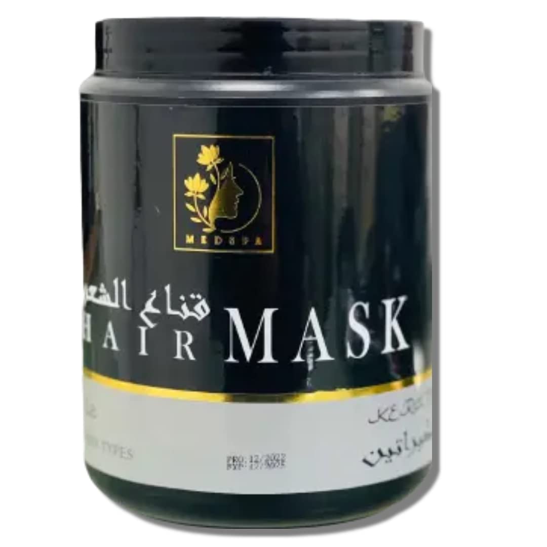 MEDSPA Keratin Hair Mask, Intensive Re-vitalizing Treatment with Hyderation, Moisturization and Repair for All Hair Types 1kg. 35oz