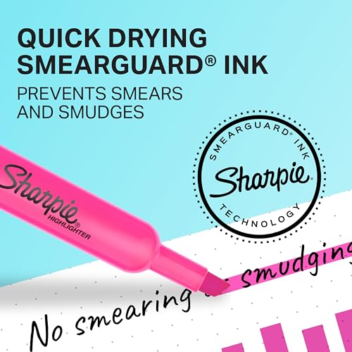 Image of Sharpie Tank Highlighters, Assorted Colors, Chisel Tip, Back to School Essentials, Teacher & Office Supplies, Smear-Resistant, 12-Pack