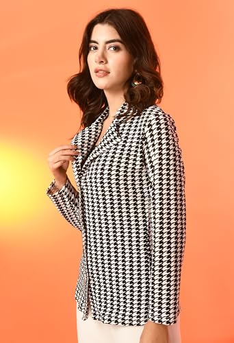 Image of IUGA Women Longline Full Sleeve White, Black Shrug