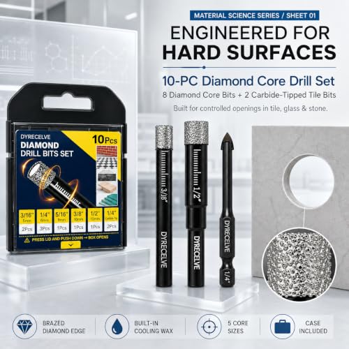 DYRECELVE Dry Diamond Drill Bit Set