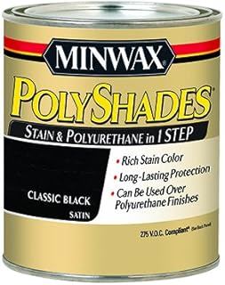 Minwax 219954444 Polyshades - Stain & Polyurethane in 1 Step, 275 VOC, 1/2 pint, Classic Black, Satin
