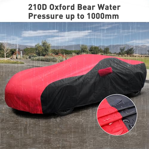 Image of KAKIT Waterproof Car Cover Custom Fit for 2014-2019 C7 Stingray, UV Resistant Fade-Proof Cover for Chevy Corvette, Indoor & Outdoor Use (Red & Black Combo)