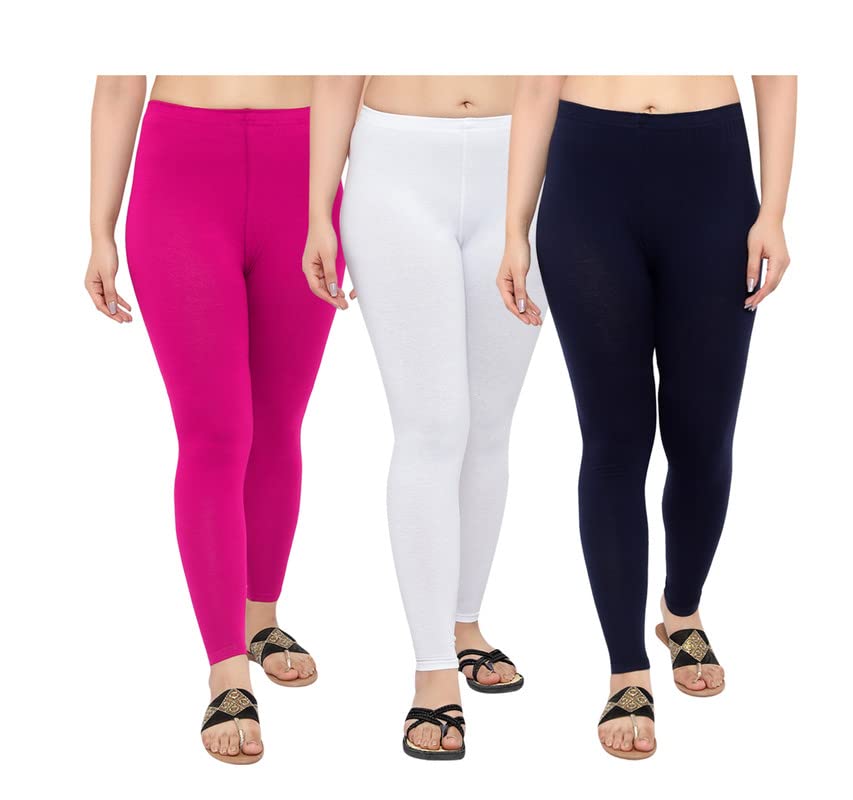 Image of NGT Super Cotton (Pack of 3) Ankle Length Leggings for Women and Girls.