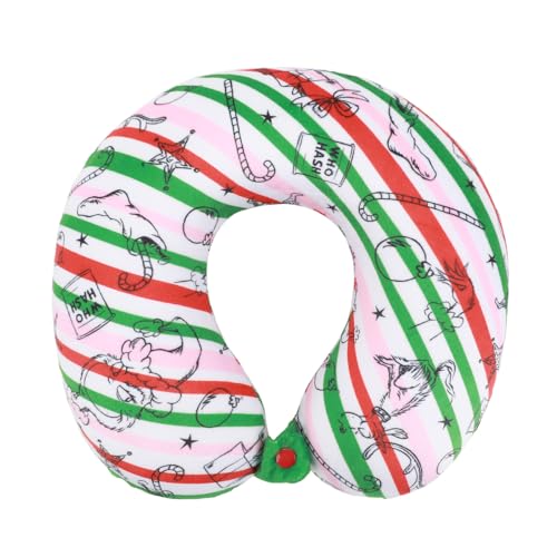 Image of Bioworld The Grinch Merry Grinchmas 3-Piece Memory Foam Neck Pillow Eye Mask & Luggage Tag Set
