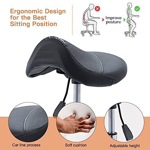 Ergonomics-Saddle-Stool-Adjustable-Rolling-Swivel-Chair-with-Soft-Comfortable-CushionLifting-air-RodAluminum-Alloy-Base4-Wheels-for-Barber-shiopSalonSPATattoHomeOffice