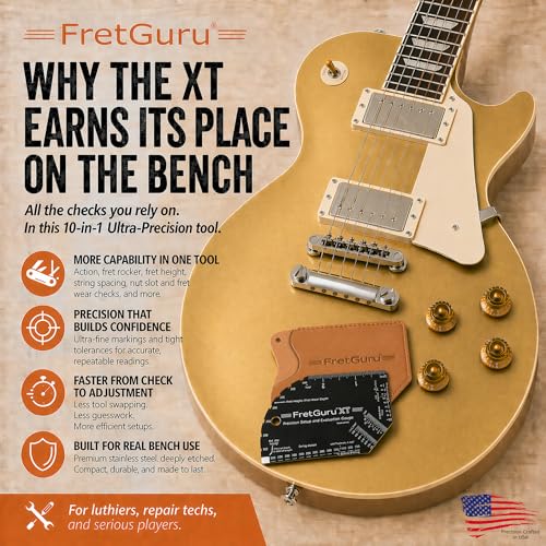 Image of FretGuru XT Guitar String Action Gauge - Pro Fret Rocker, Bridge & Pickup Spacing Ruler, Advanced Ultra-Precision, MOAGG Technology - Guitar Setup Tool for Luthiers with Fret Height /Fret Wear Checker