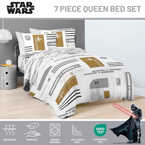 Image of Jay Franco Star Wars Queen Comforter Set 7 Piece Soft Modern Bedding, White