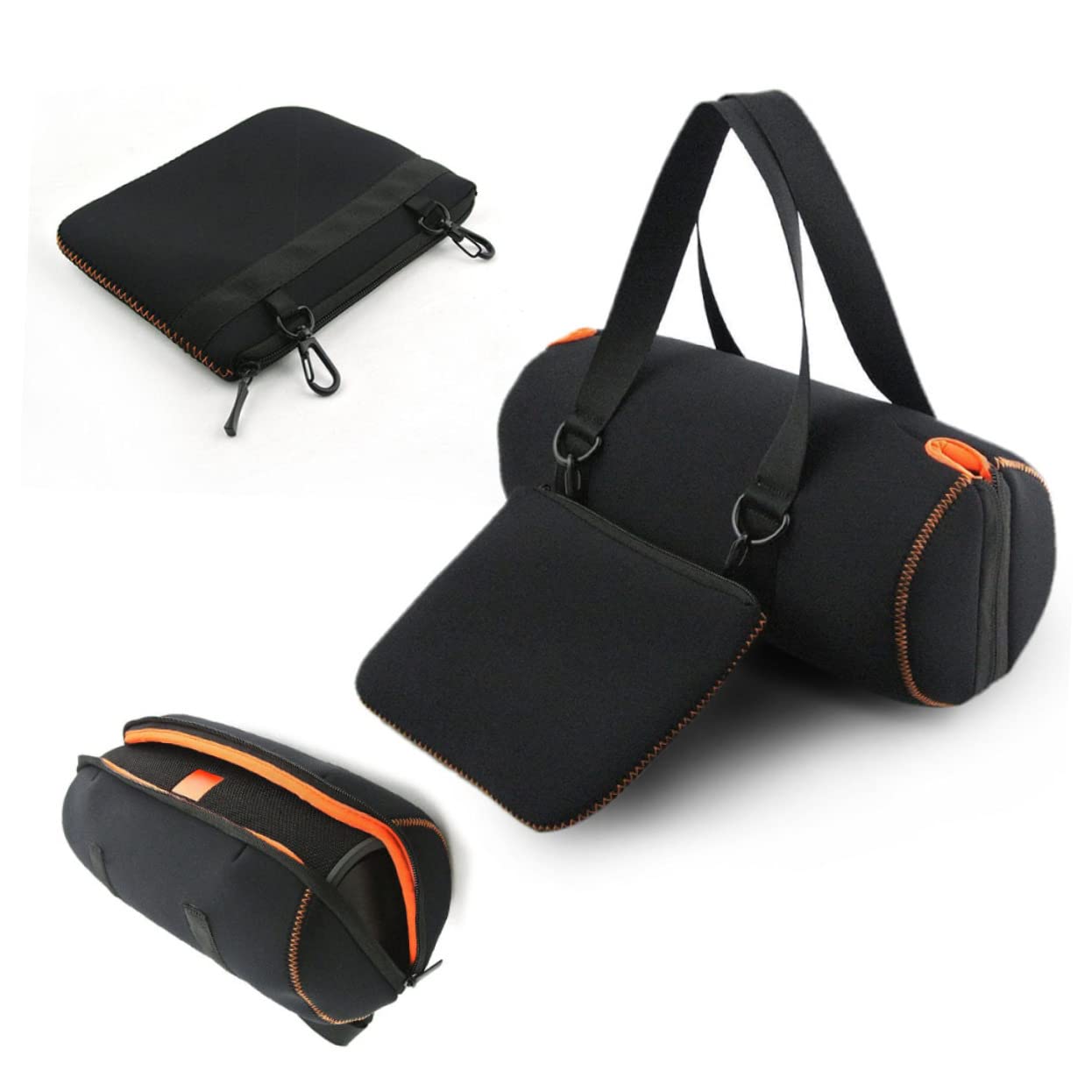 HOMOCONO Portable Eva Case Pouch for Speaker Shockproof Storage Bag Soft Lining Divider for Cables Black Design Travel-Friendly