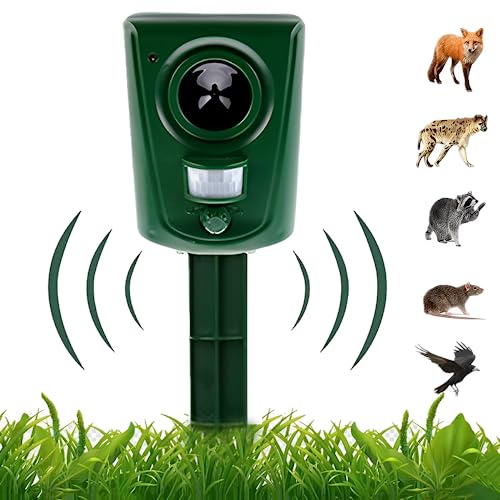 Dissuasore per Gatti, Impermeabile Repellente Gatti con Sensore di Movimento, Ultrasonico Batteria Alimentato Animale Deterrente per Giardino, Cortile, Campo, Fattoria, Cani, Uccelli, Volpe