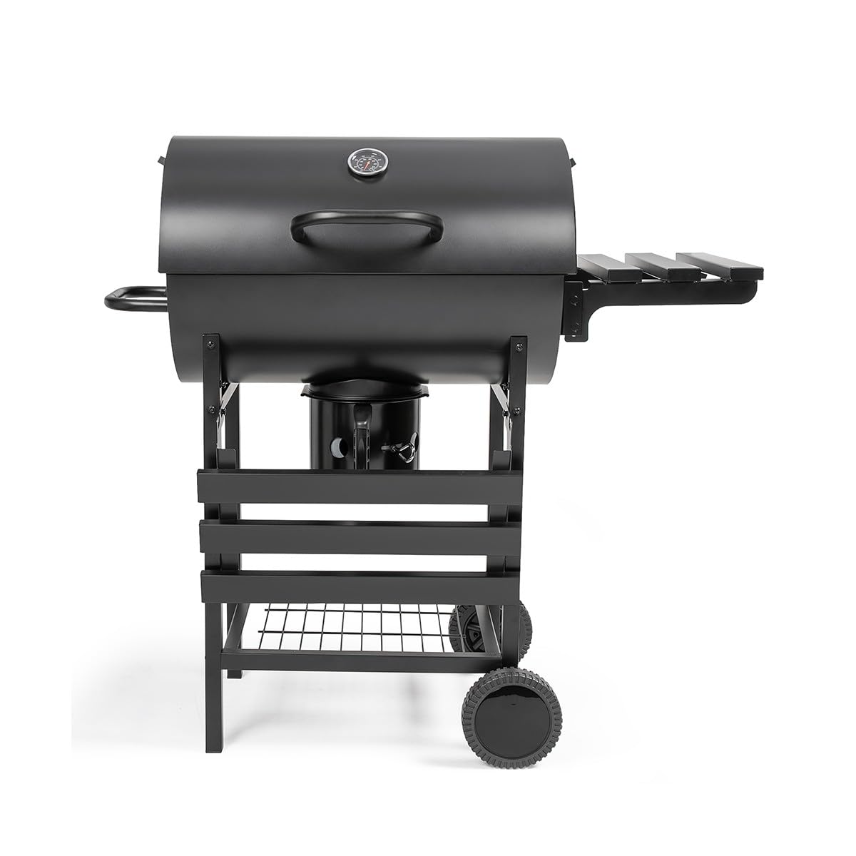 Barbecue à charbon baril DOC332 avec couvercle et chariot mobile
