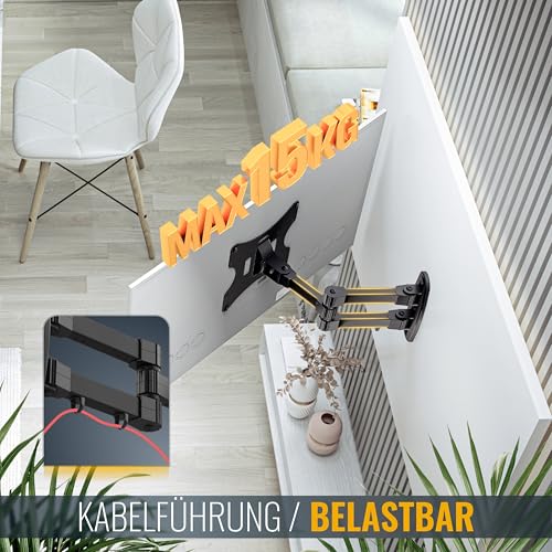 RICOO TV Wandhalterung Schwenkbar Fernseher Halterung für 32-43 Zoll Schwenkarm Fernsehhalterung für Wand S2522 Wand-Halter Neigbar Flach OLED Curved Fernseh-Arm bis 15 Kg & VESA 200 x 200 mm – Bild 7