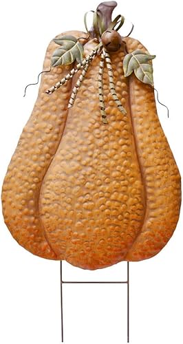 Miniatura 8 de Letrero de metal con estacas de calabaza para patio, decoración de otoño, calabazas rústicas, decoración de jardín, decoración de patio al aire