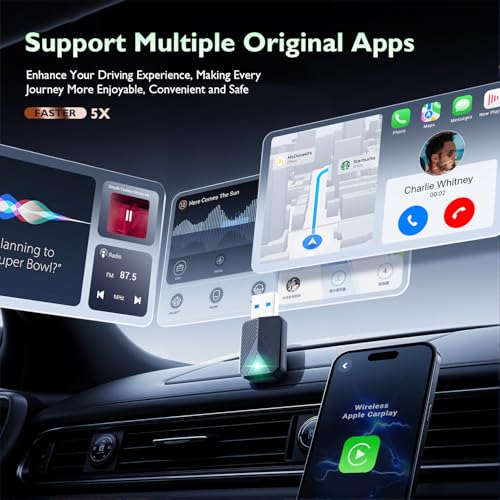 Image of Wireless Carplay Adapter, Convert Wired to Wireless CarPlay, Compatible with CarPlay, Plug and Play, Type-C /USB, Suitable for 800+ Vehicles (Black)